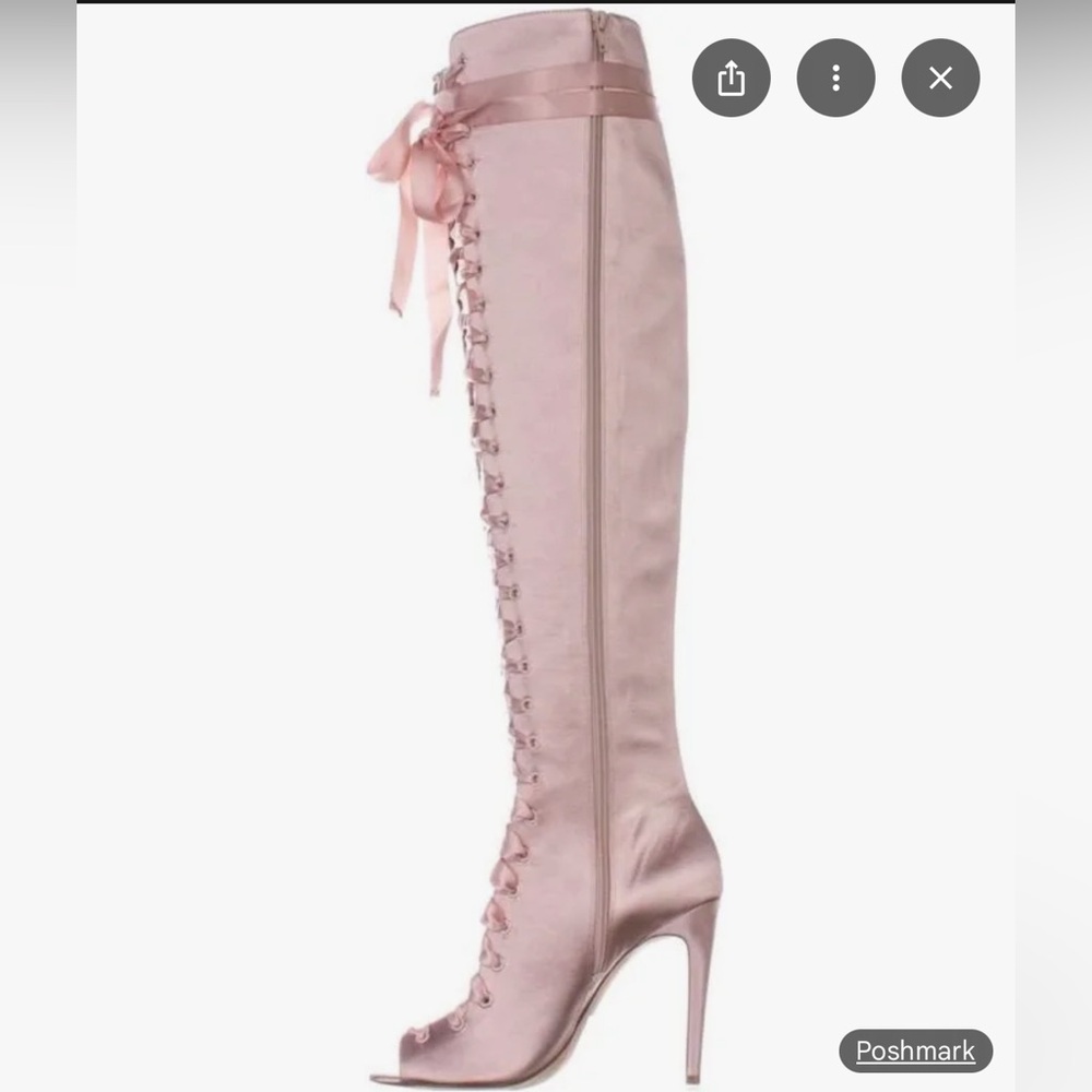 Elegant Pink Satin Lace-Up Knee-High Boots size 8 by Aldo - Picture 6 of 16